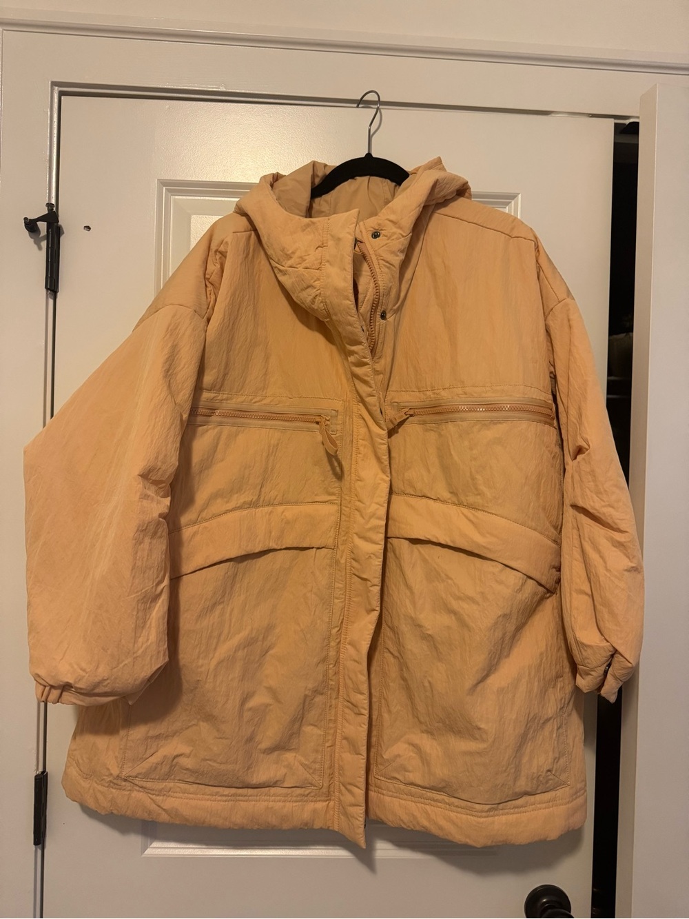 Free People Oversized Puffer Jacket in Peach